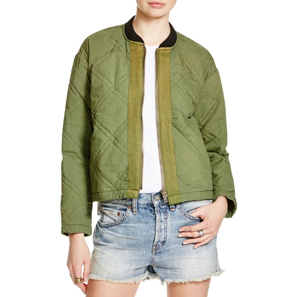 Free People quilted army green jacket